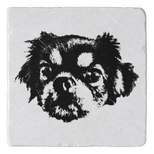 Chihuahua Face Coaster – Ink Line Drawing