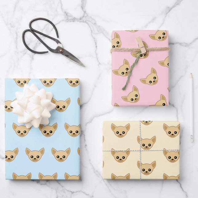Chihuahua Face Wrapping Paper Sheets (Front)