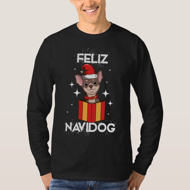 Chihuahua Feliz Navidog Christmas Dog T-Shirt (Front)