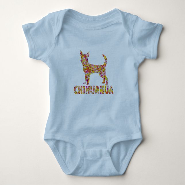 Chihuahua Floral Baby Bodysuit (Front)