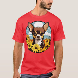 Chihuahua Flower Garden Cute Puppy Dog Art T-Shirt