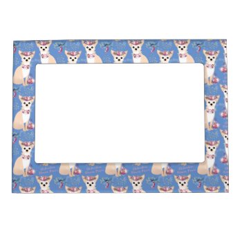 Chihuahua Flower Power Cute Pattern Magnetic Frame by DoodleDeDoo at Zazzle