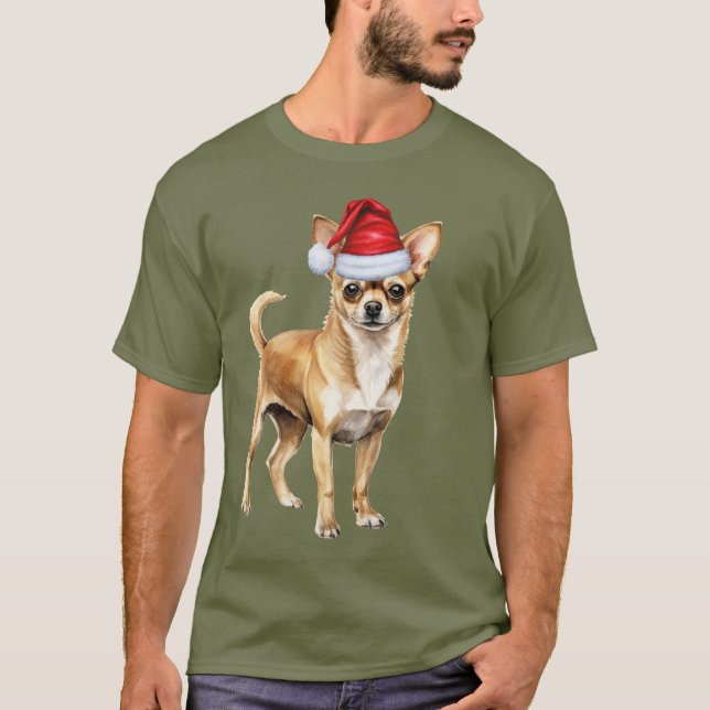 Chihuahua Funny Christmas Santa Dog T-Shirt (Front)