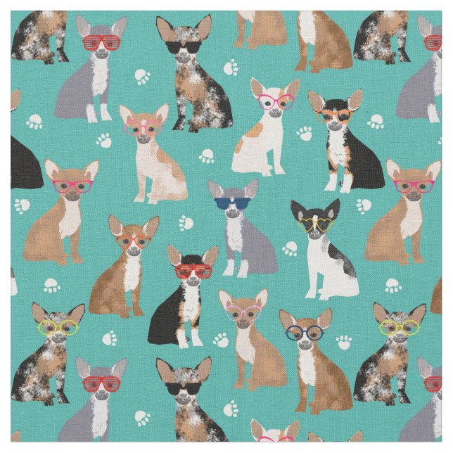 Chihuahua funny sunglasses dogs fabric (Close Up)
