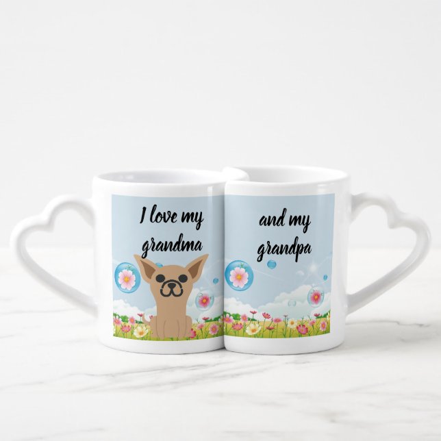Chihuahua garden coffee mugs for grandma & grandpa (Front Nesting)