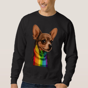 Chihuahua Gay Pride Dog LGBT Rainbow Flag on Chihu Sweatshirt