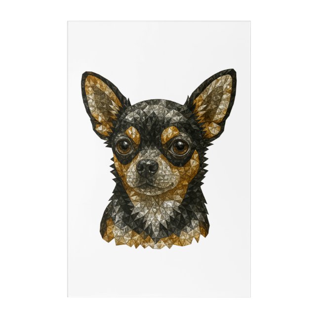 Chihuahua Gemstone Mosaic Art (Front)