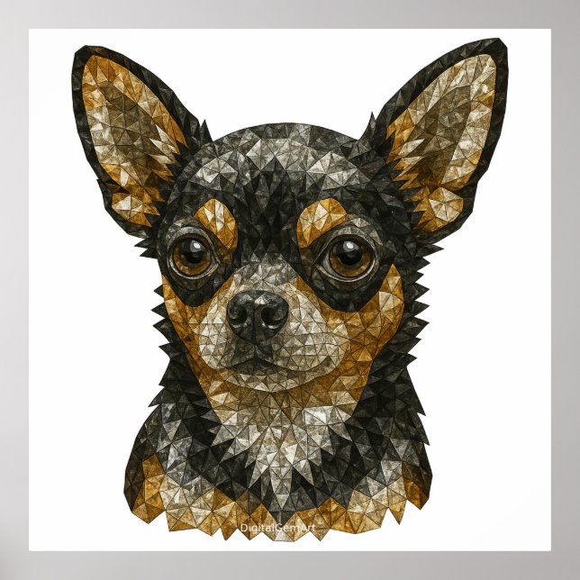 Chihuahua Gemstone Mosaic Art Poster (Front)
