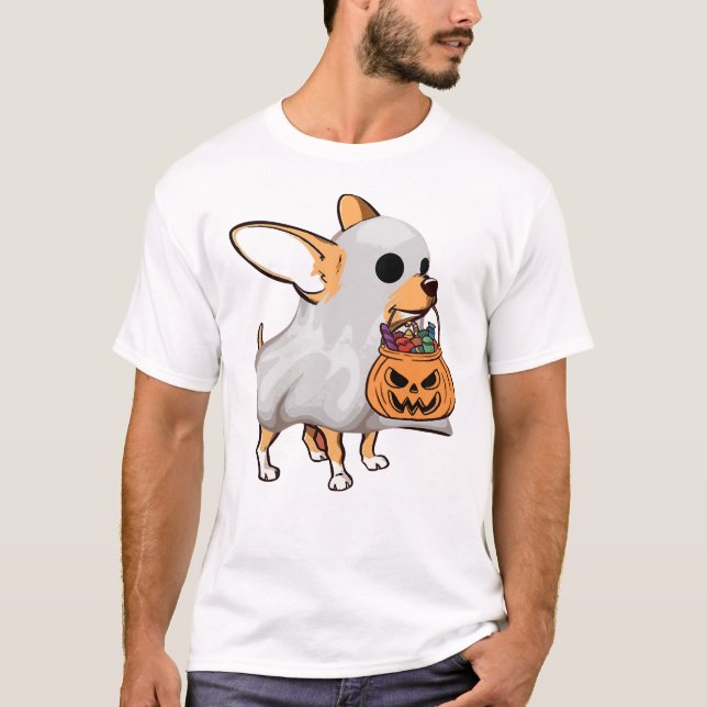 Chihuahua Ghost Pumpkin Halloween Shirt (Front)