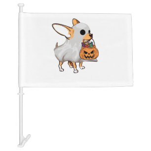 Chihuahua Ghost Pumpkin Halloween Shirt Car Flag