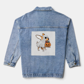 Chihuahua Ghost Pumpkin Halloween Shirt Denim Jacket