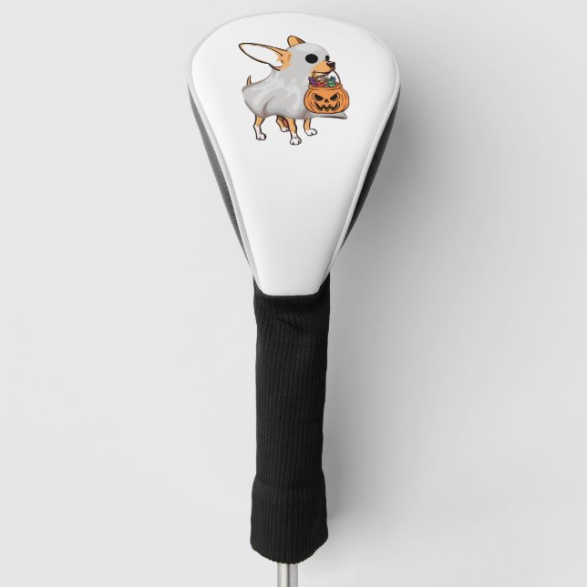 Chihuahua Ghost Pumpkin Halloween Shirt Golf Head Cover (Front)