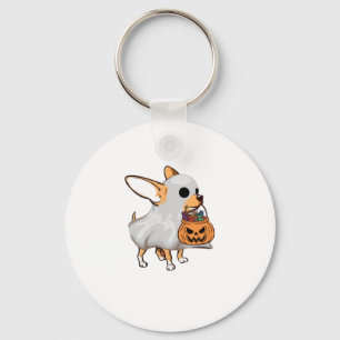 Chihuahua Ghost Pumpkin Halloween Shirt Keychain