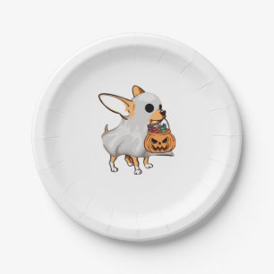 Chihuahua Ghost Pumpkin Halloween Shirt Paper Plates