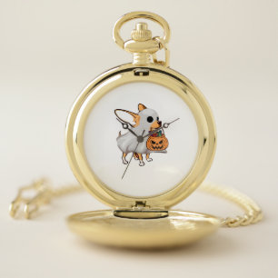 Chihuahua Ghost Pumpkin Halloween Shirt Pocket Watch