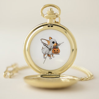 Chihuahua Ghost Pumpkin Halloween Shirt Pocket Watch