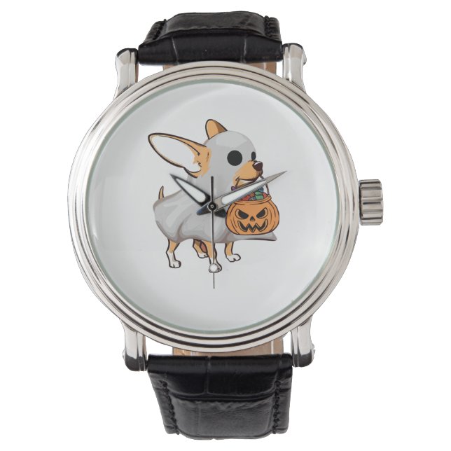 Chihuahua Ghost Pumpkin Halloween Shirt Watch (Front)