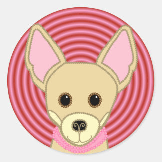 Chihuahua Girl Face Classic Round Sticker