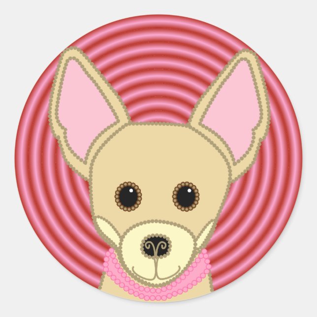 Chihuahua Girl Face Classic Round Sticker (Front)