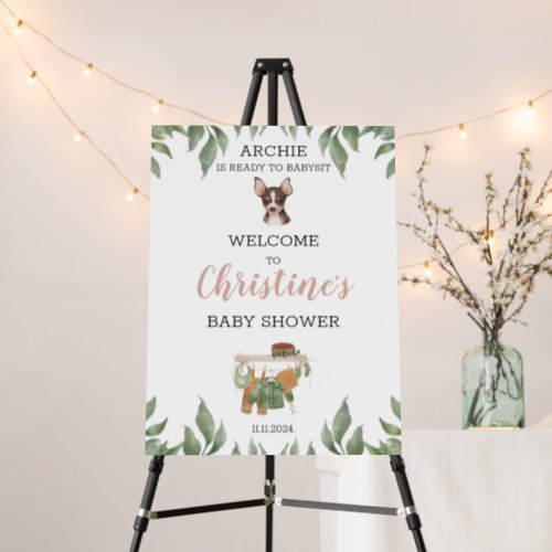 Chihuahua Greenery Baby Shower Welcome Sign
