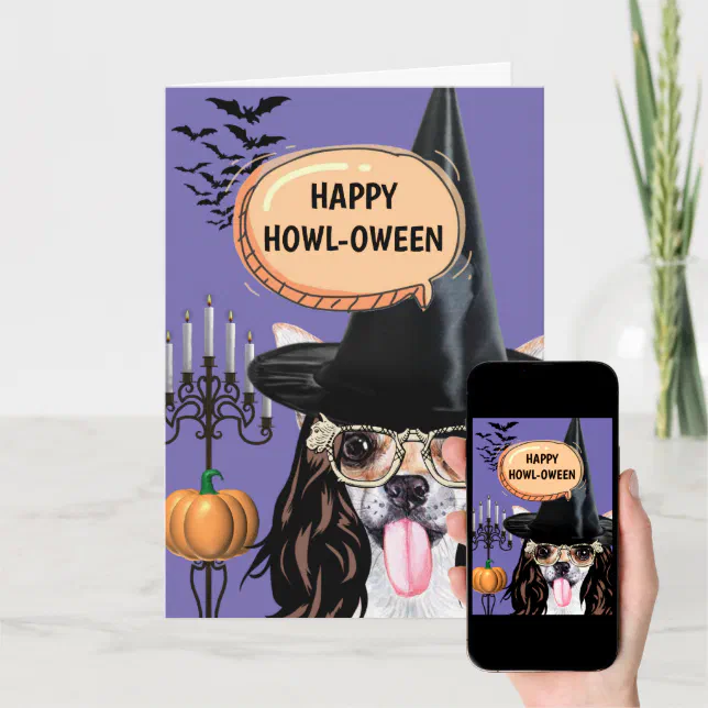 Chihuahua halloween dog witch happy howloween card Zazzle
