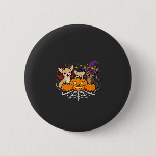 Chihuahua Halloween Pumpkin Witch Dog Design Button