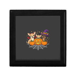 Chihuahua Halloween Pumpkin Witch Dog Design Gift Box