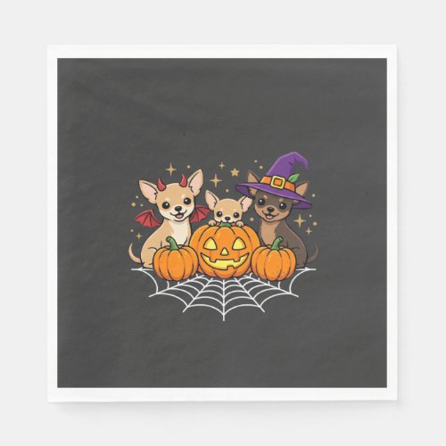Chihuahua Halloween Pumpkin Witch Dog Design Napkins