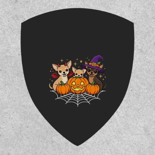 Chihuahua Halloween Pumpkin Witch Dog Design Patch