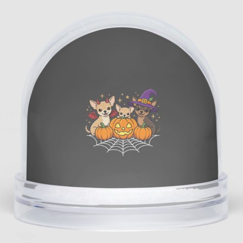 Chihuahua Halloween Pumpkin Witch Dog Design Snow Globe