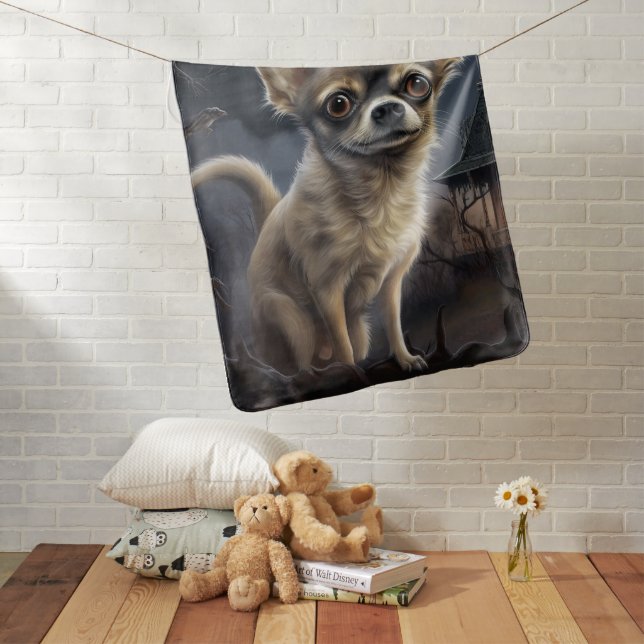 chihuahua Halloween Scary  Baby Blanket (In Situ)