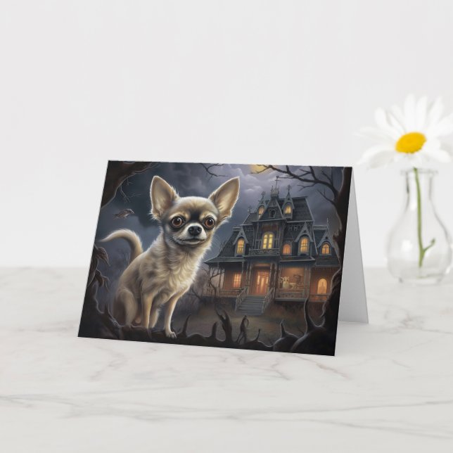 chihuahua Halloween Scary  Card (Small Plant)