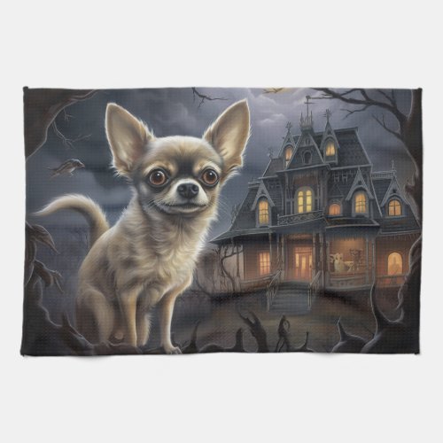 chihuahua Halloween Scary  Kitchen Towel