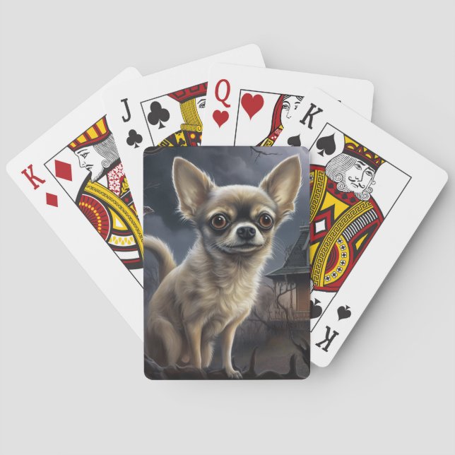 chihuahua Halloween Scary  Poker Cards (Back)