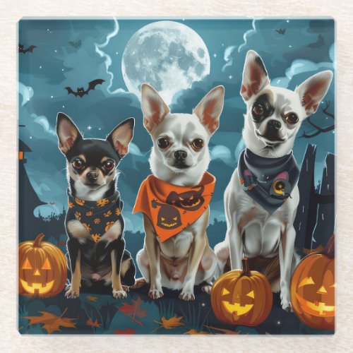 Chihuahua Halloween Spooky Glass Coaster