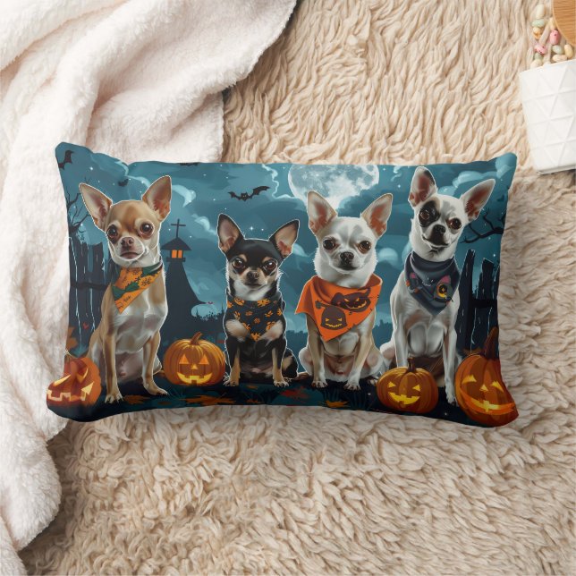 Chihuahua Halloween Spooky Lumbar Pillow (Blanket)