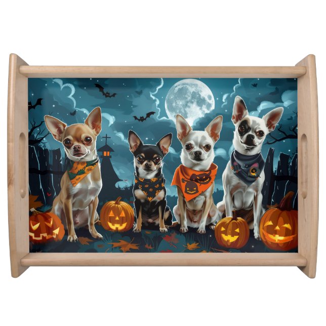 Chihuahua Halloween Spooky Serving Tray (Front)