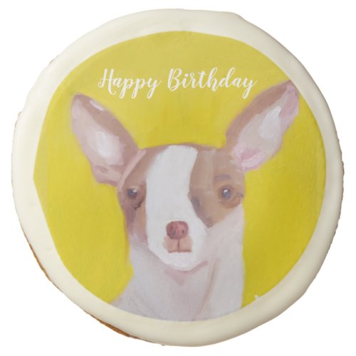 Chihuahua Happy Birthday Sugar Cookie