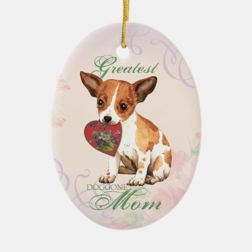Chihuahua Heart Mom Ceramic Ornament