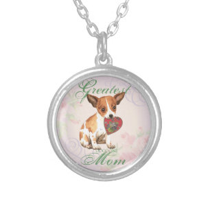 Chihuahua Heart Mom Silver Plated Necklace