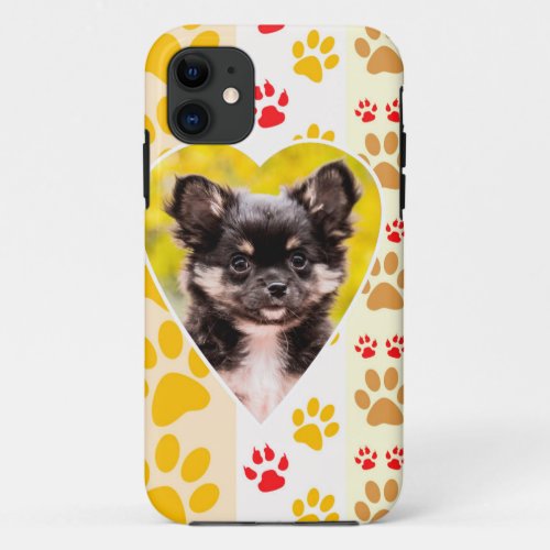 Chihuahua Heart Paw Prints iPhone 11 Case