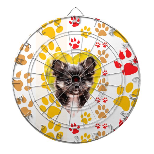 Chihuahua Heart Paw Prints Dart Board (Front)