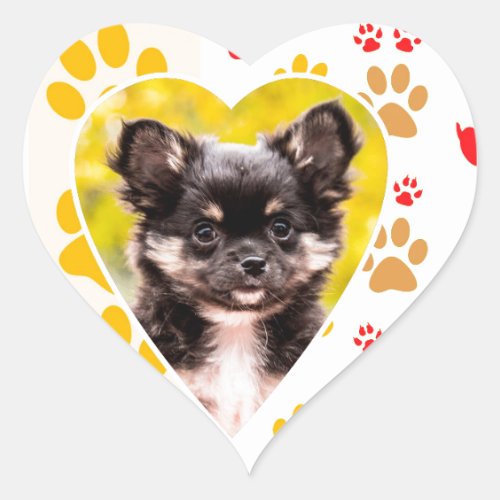 Chihuahua Heart Paw Prints Heart Sticker