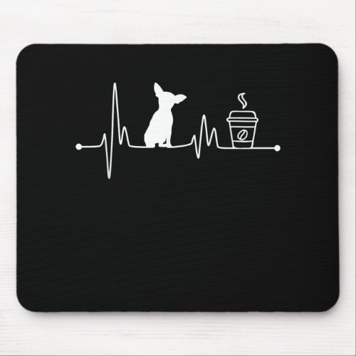 chihuahua heartbeat  ekg pulse coffee lover small mouse pad