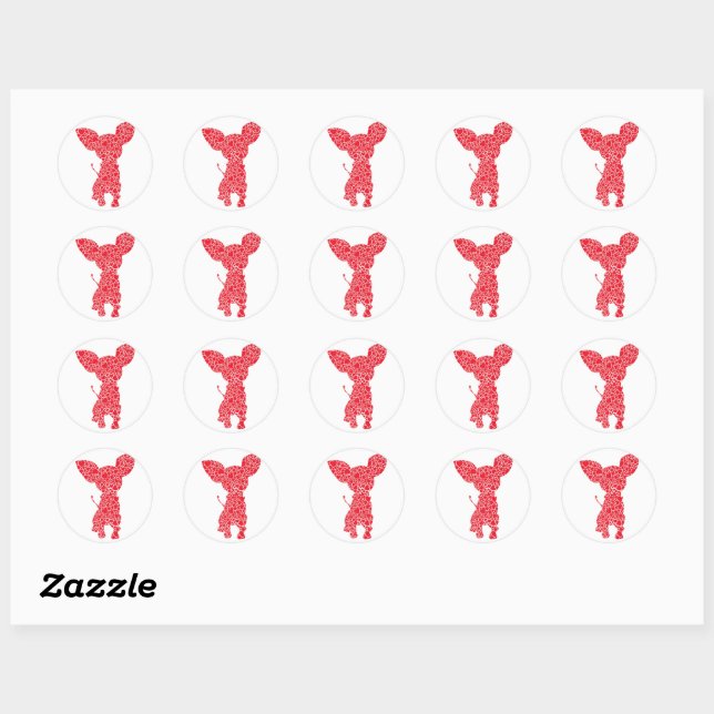Chihuahua Hearts Dog Puppy Lover  Classic Round Sticker (Sheet)