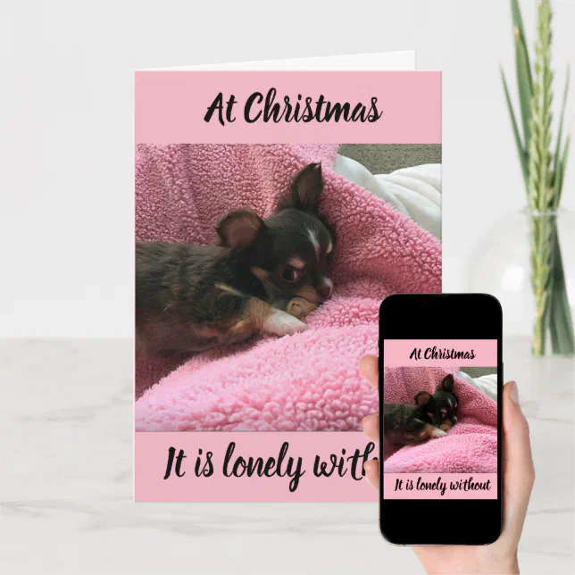 **CHIHUAHUA** HELPS U SAY *MISS YOU AT CHRISTMAS* HOLIDAY CARD | Zazzle