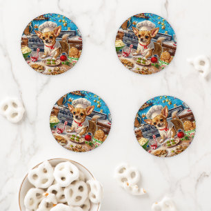Chihuahua Holiday Baking: Festive Christmas Coaster Set