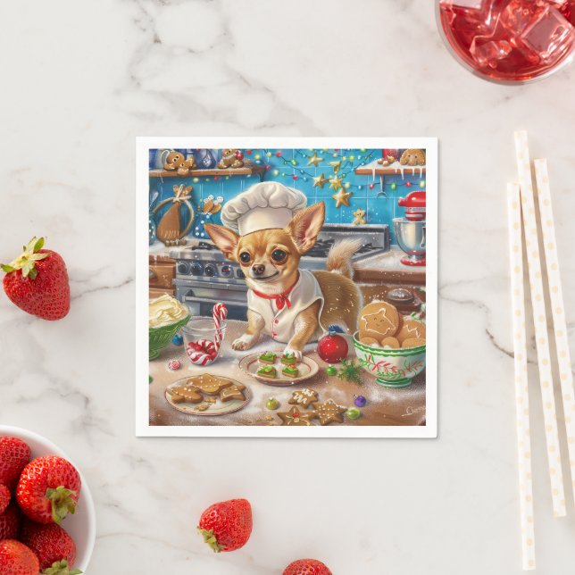 Chihuahua Holiday Baking: Festive Christmas Napkins (Insitu)