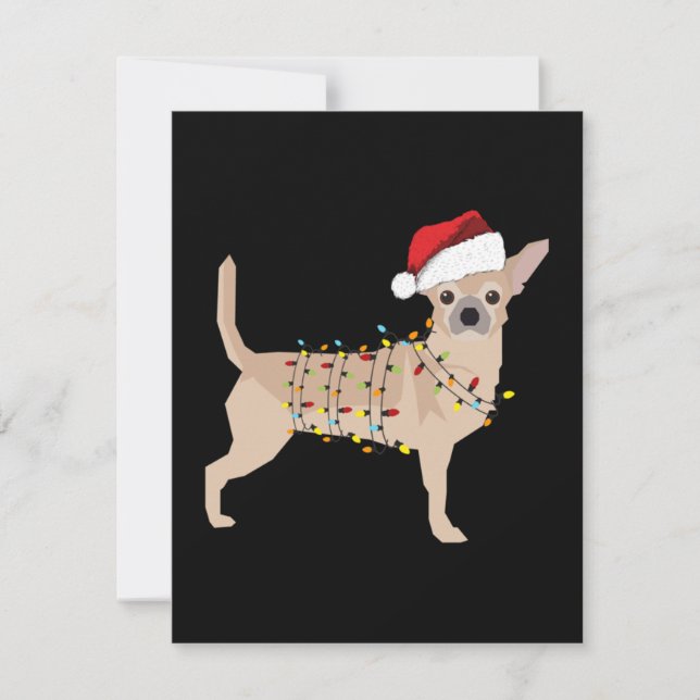 Chihuahua Holiday Christmas Light Thank You Card (Front)
