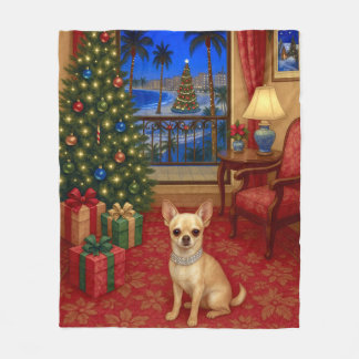 Chihuahua Holiday Fleece Blanket